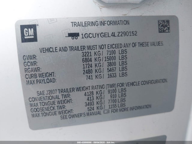 1GCUYGEL4LZ290152 Chevrolet Silverado 1500 4wd Standard Bed Ltz
