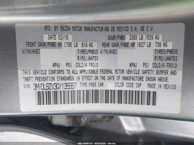 3MYDLBZV3GY135557 Scion p5v