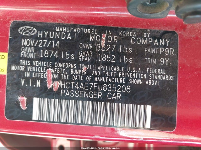 Hyundai dohc gdi gamma 2015 KMHCT4AE7FU835208 Image 9