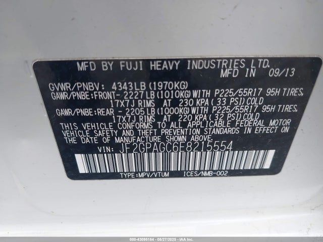 Subaru 2.0l na 2014 JF2GPAGC6E8215554 Image 9