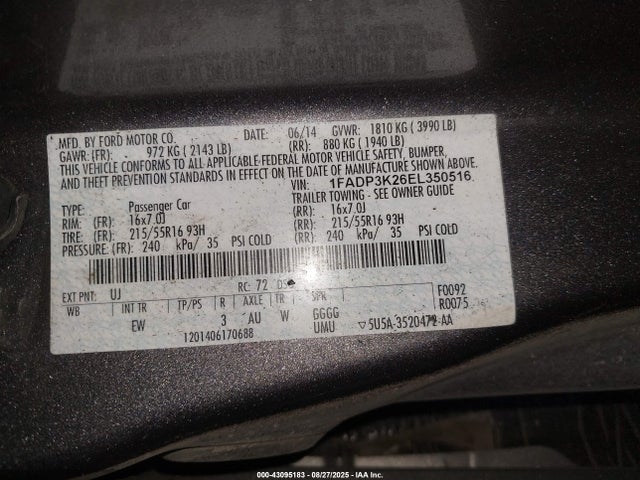 Ford 2014 2014 1FADP3K26EL350516 Image 9