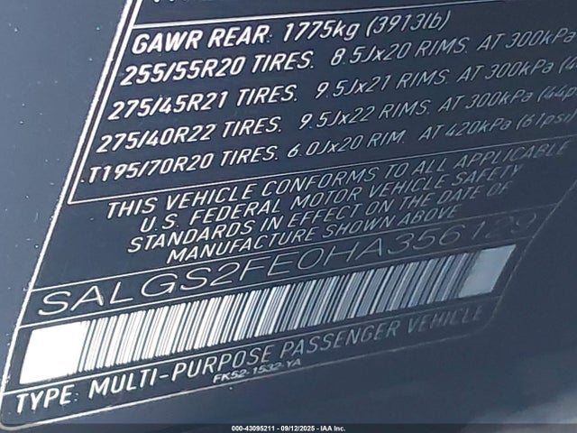 Land Rover s/c lev2 ulev 2017 SALGS2FE0HA356129 Image 17