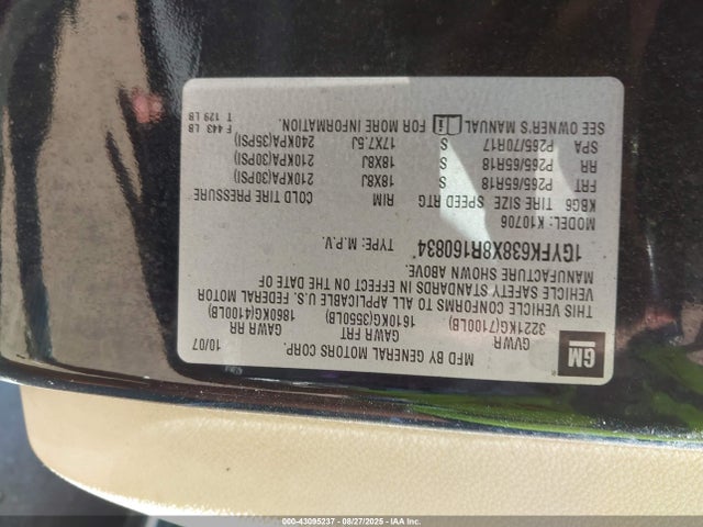 2008 CADILLAC ESCALADE 1GYFK638X8R160834 Photo 8