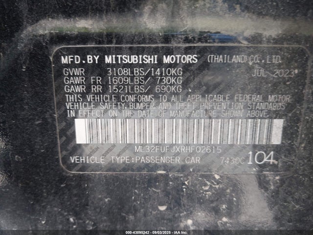 2024 MITSUBISHI MIRAGE G4 ML32FUFJXRHF02615 Photo 8