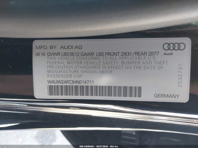 Audi A7 2017 WAUW2AFC3HN014711 Image 8