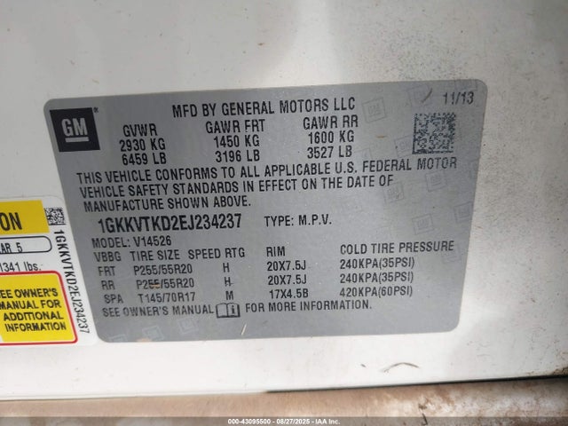 GMC llt 2014 1GKKVTKD2EJ234237 Image 9