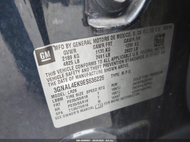 3GNAL4EK9ES636226 Chevrolet lea
