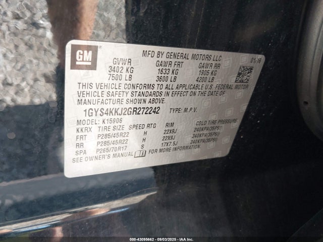 2016 CADILLAC ESCALADE ESV 1GYS4KKJ2GR272242 Photo 8