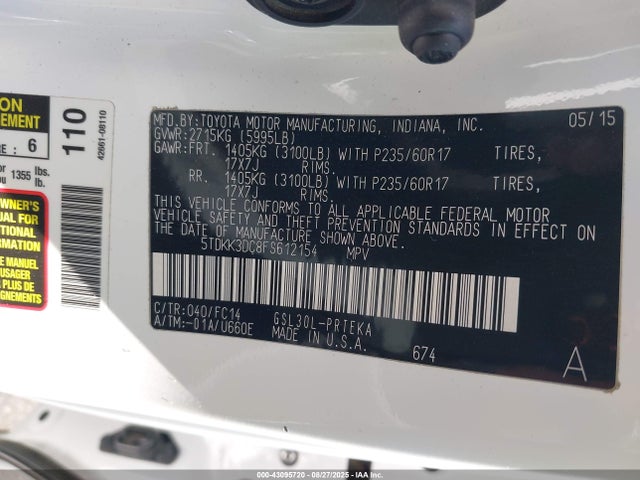 Toyota 2gr-fks 2015 5TDKK3DC8FS612154 Image 9