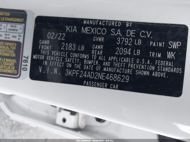 KIA mpi nu 2022 3KPF24AD2NE468629 Image 9