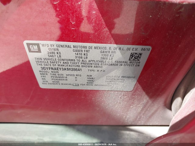 2010 CADILLAC SRX 3GYFNAEY3AS628641 Photo 8