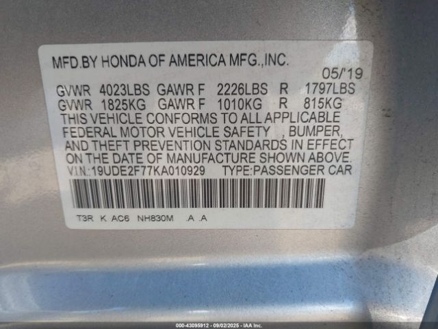 2019 ACURA ILX 19UDE2F77KA010929 Photo 8