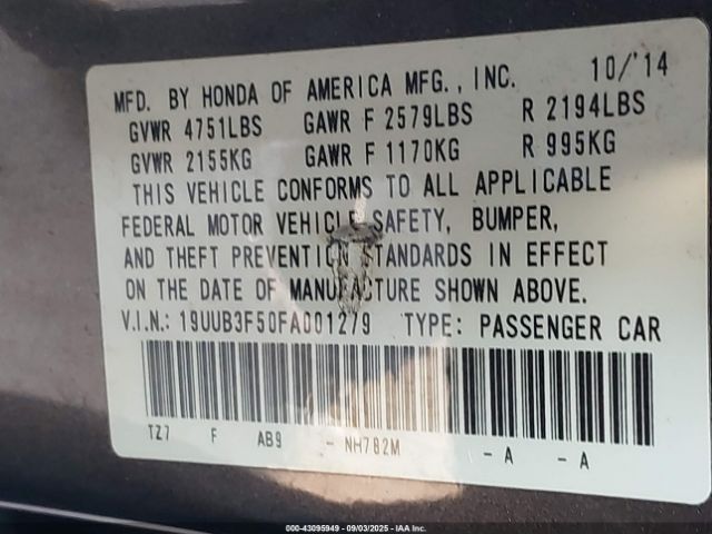 2015 ACURA TLX 19UUB3F50FA001279 Photo 8