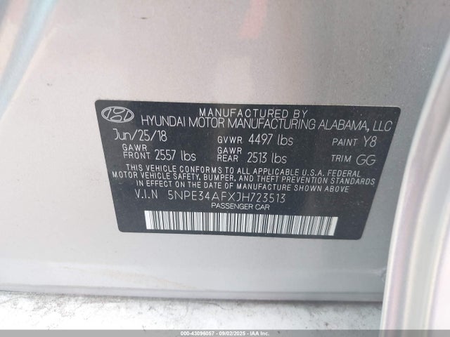5NPE34AFXJH723513 Hyundai gdi theta-ii