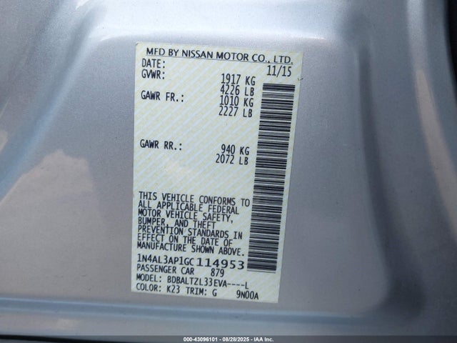 Nissan Altima 2.5 Sl 2016 1N4AL3AP1GC114953 Image 9
