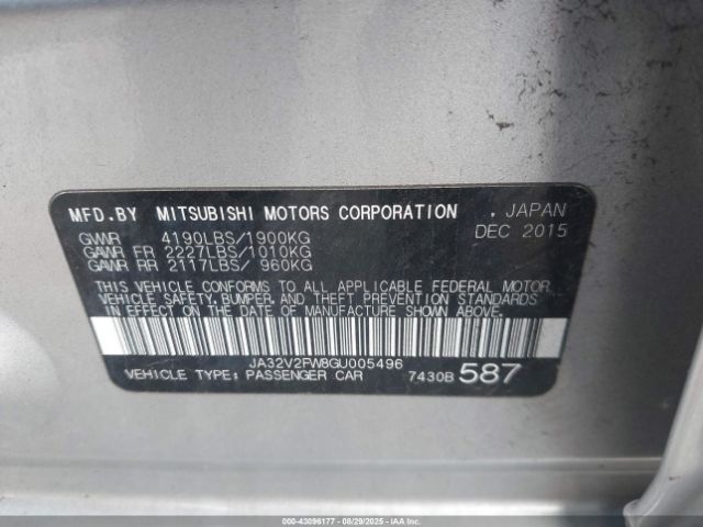 2016 MITSUBISHI LANCER JA32V2FW8GU005496 Photo 8