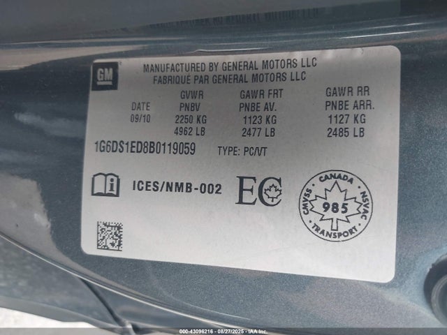2011 CADILLAC CTS 1G6DS1ED8B0119059 Photo 8