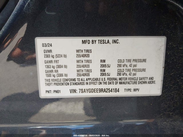 2024 TESLA MODEL Y 7SAYGDEE9RA254184 Photo 8