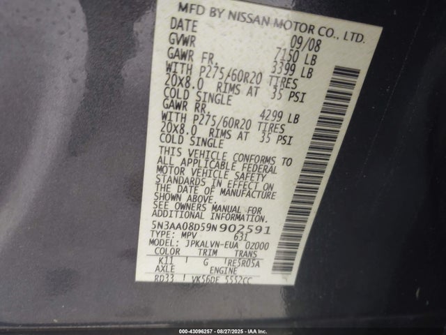 2009 INFINITI QX56 5N3AA08D59N902591 Photo 8