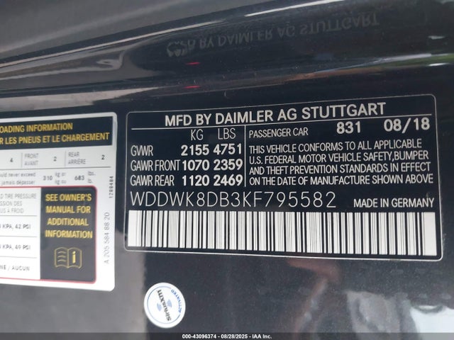 Mercedes-Benz m264 2019 WDDWK8DB3KF795582 Image 9