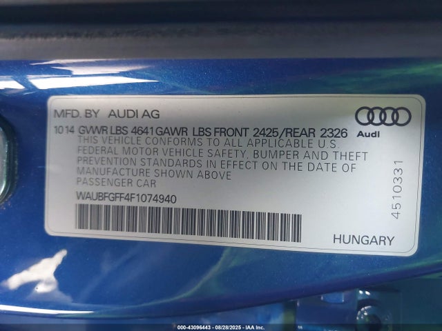 Audi S3 2015 WAUBFGFF4F1074940 Image 9