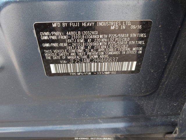 JF2SJAWC2HH466637 Subaru naturally aspirated u5