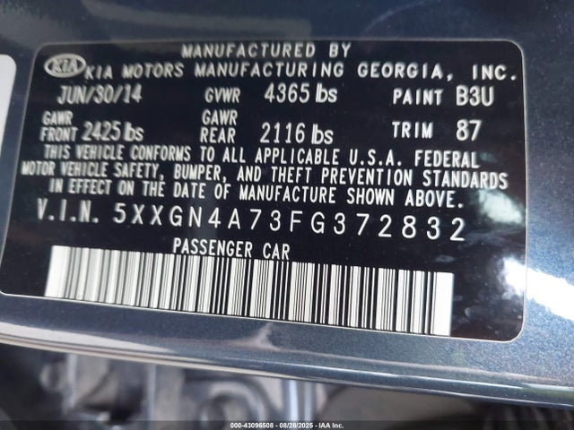 5XXGN4A73FG372832 KIA dohc gdi theta ii