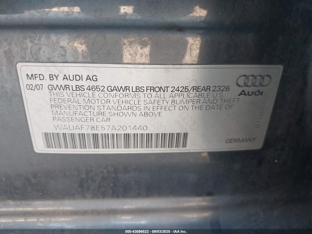 2007 AUDI A4 WAUAF78E57A201440 Photo 8