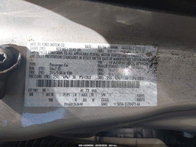 Ford Focus 2016 1FADP3F28GL276626 Image 9