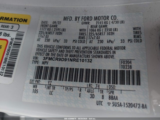 3FMCR9D91NRE10132 Ford gtdi