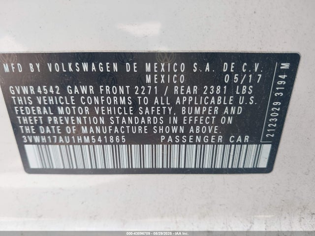3VWH17AU1HM541865 Volkswagen 1.8 tsi