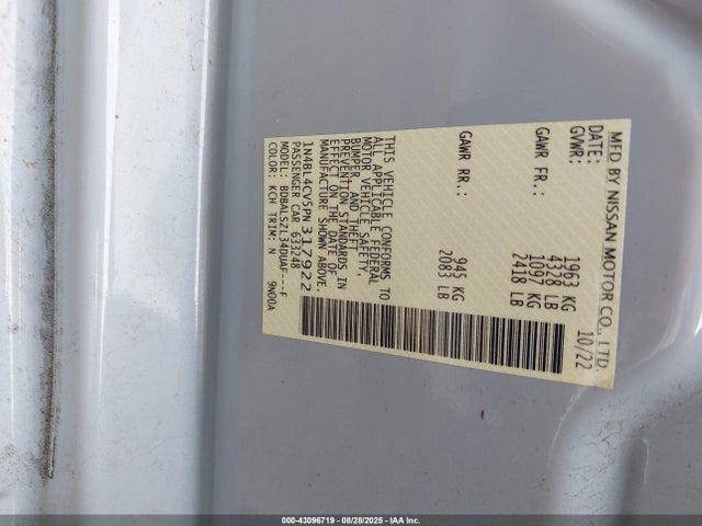 Nissan 2023 2023 1N4BL4CV5PN317922 Image 9