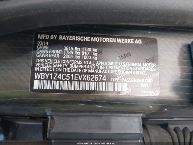 WBY1Z4C51EVX62674 BMW I3