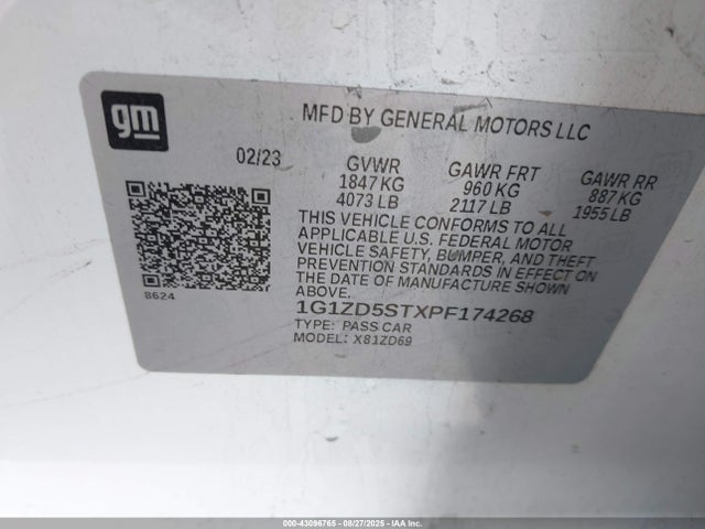 1G1ZD5STXPF174268 Chevrolet lfv