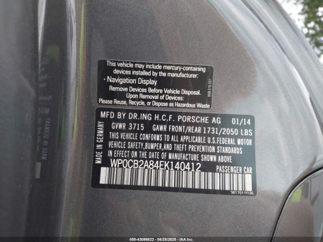 2014 PORSCHE BOXSTER WP0CB2A84EK140412 Photo 8