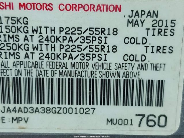 2016 MITSUBISHI OUTLANDER JA4AD3A38GZ001027 Photo 8