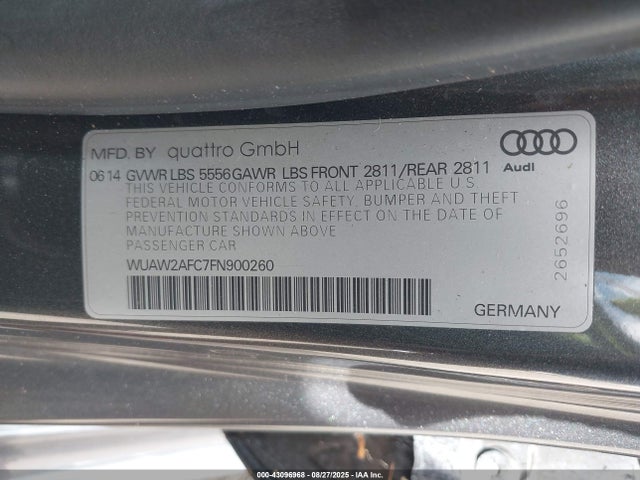 2015 AUDI RS 7 WUAW2AFC7FN900260 Photo 8