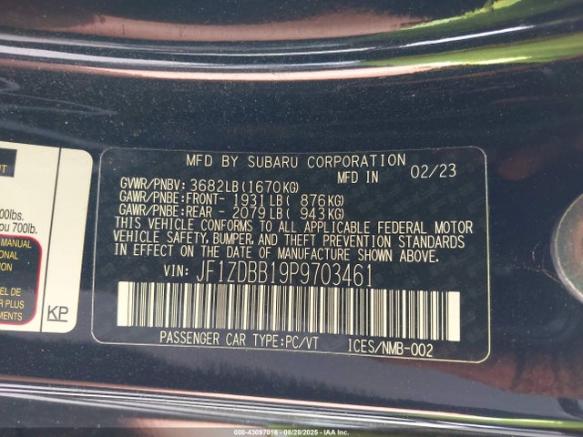 JF1ZDBB19P9703461 Subaru na