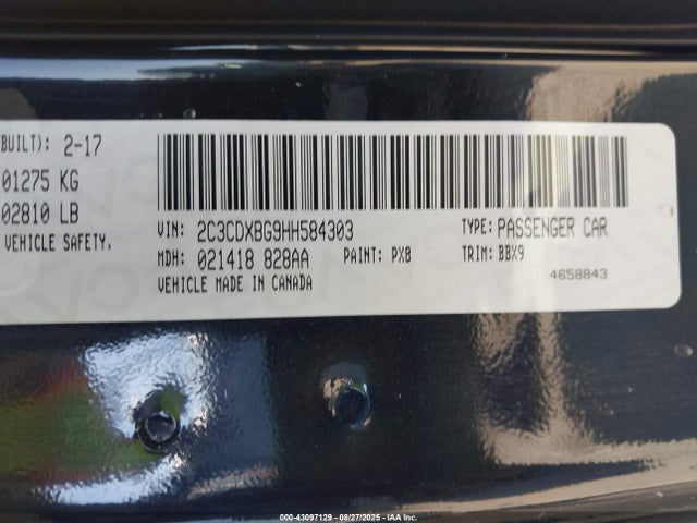 2C3CDXBG9HH584303 Dodge Charger Se Rwd