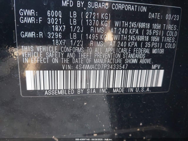 Subaru 2023 2023 4S4WMACD7P3433547 Image 9