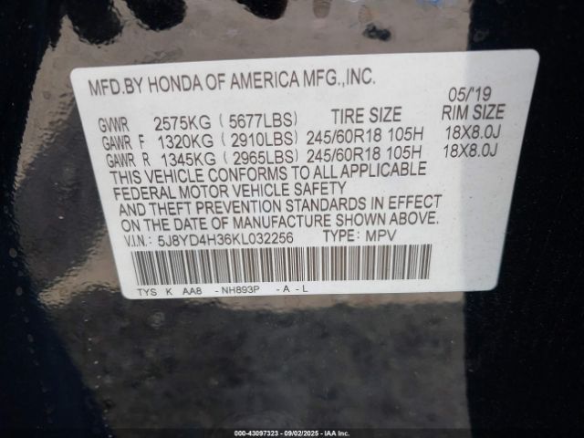 2019 ACURA MDX 5J8YD4H36KL032256 Photo 8