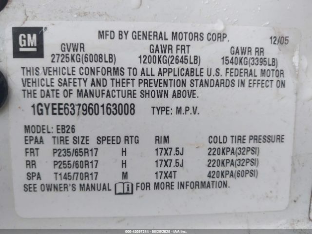 2006 CADILLAC SRX 1GYEE637960163008 Photo 8