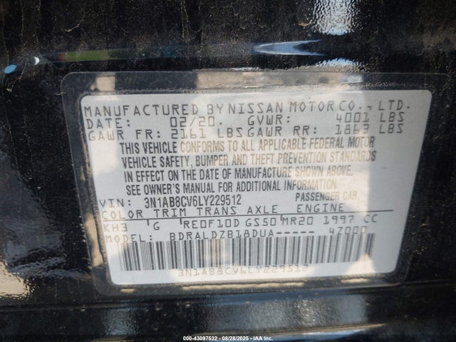 Nissan Sentra 2020 3N1AB8CV6LY229512 Image 9