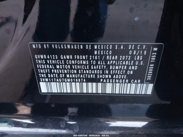 3VW117AU7GM016874 Volkswagen 1.8 tsi