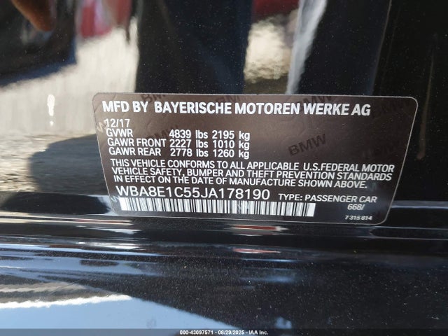 BMW 330e 2018 WBA8E1C55JA178190 Image 9