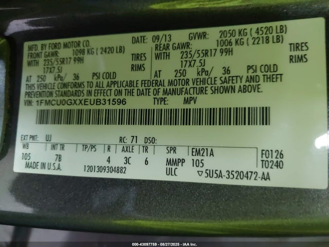 1FMCU0GXXEUB31596 Ford 2014