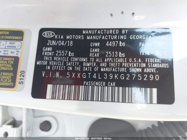 KIA gdi 2019 5XXGT4L39KG275290 Image 9