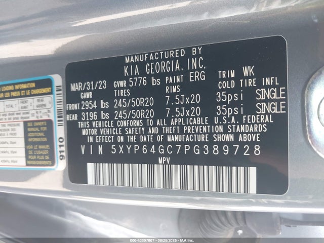 KIA gdi lambda-ii 2023 5XYP64GC7PG389728 Image 9