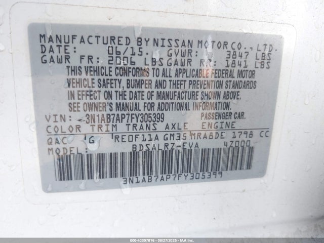 3N1AB7AP7FY305399 Nissan 2015