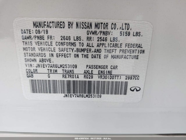 Infiniti Q50 2020 JN1EV7AR6LM253109 Image 9